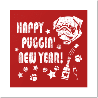 Funny New Years Shirt with a Pug Dog Posters and Art